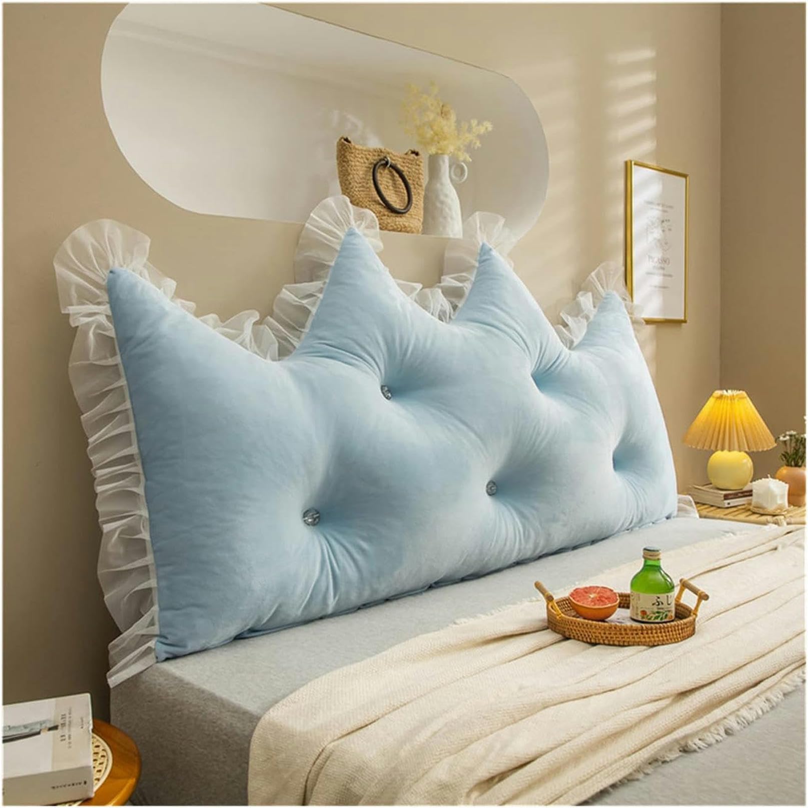 Coussin de chevet et dossier de lit compensé en velours grand format King