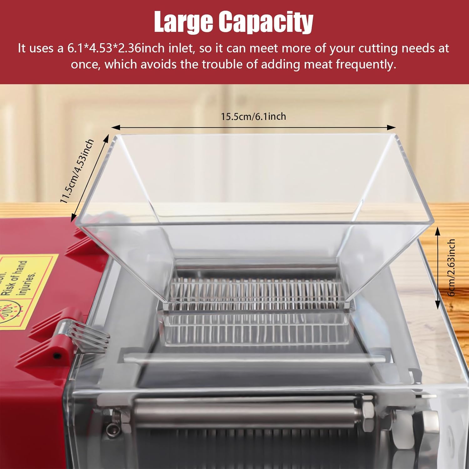 1100W 110V Electric Meat Cutter, Commercial Meat Slicer Dicer Shredder Chopper Stainless Steel Boneless Meat Processor with 0.35cm Blade for Restaurant Kitchen Supermarket Beef Pork Chicken