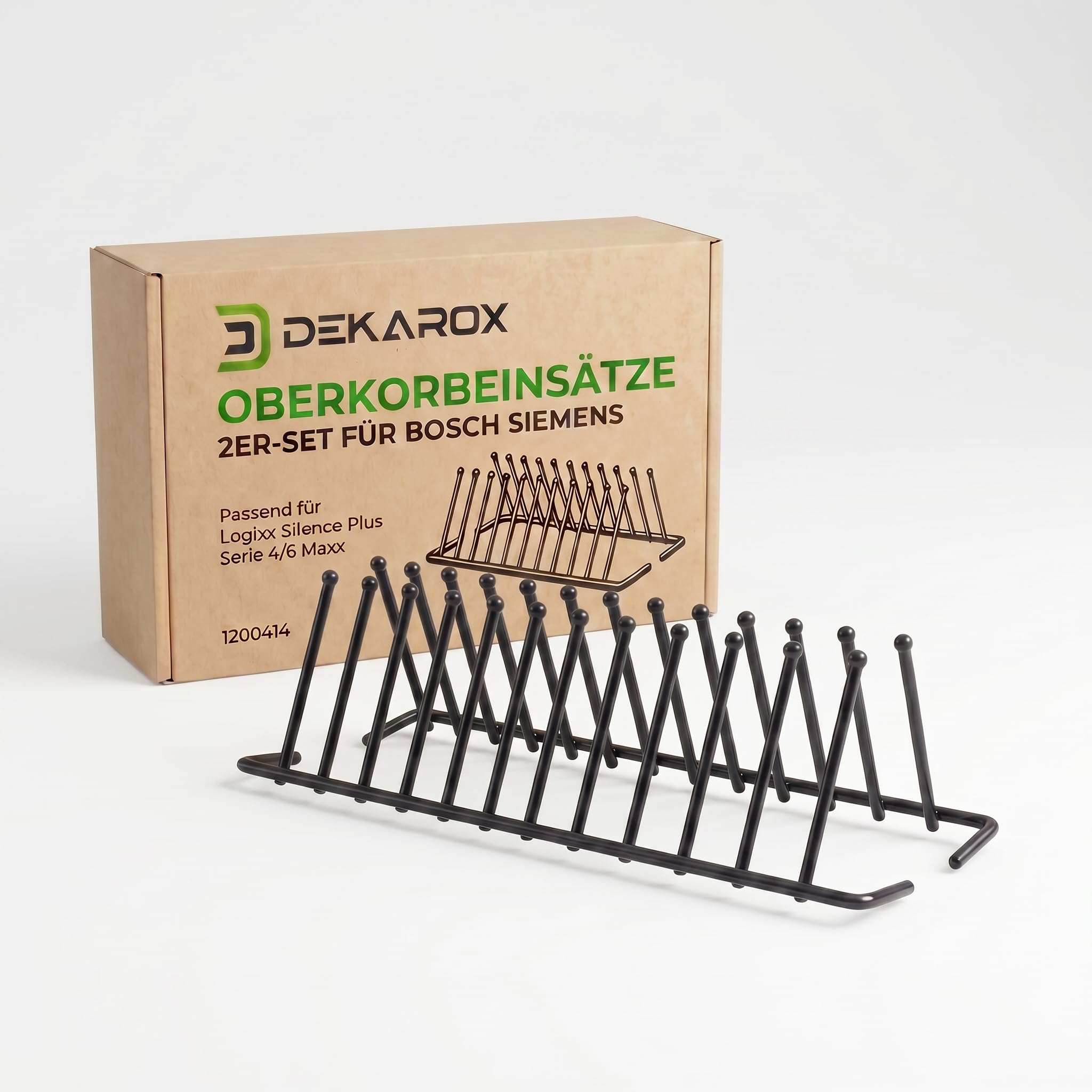 Oberkorbeinsätze für Bosch Siemens 12004140 – 2er-Set Klappstachelreihen passend für Logixx, Silence Plus, Serie 4, Serie 6, Avantixx, Maxx
