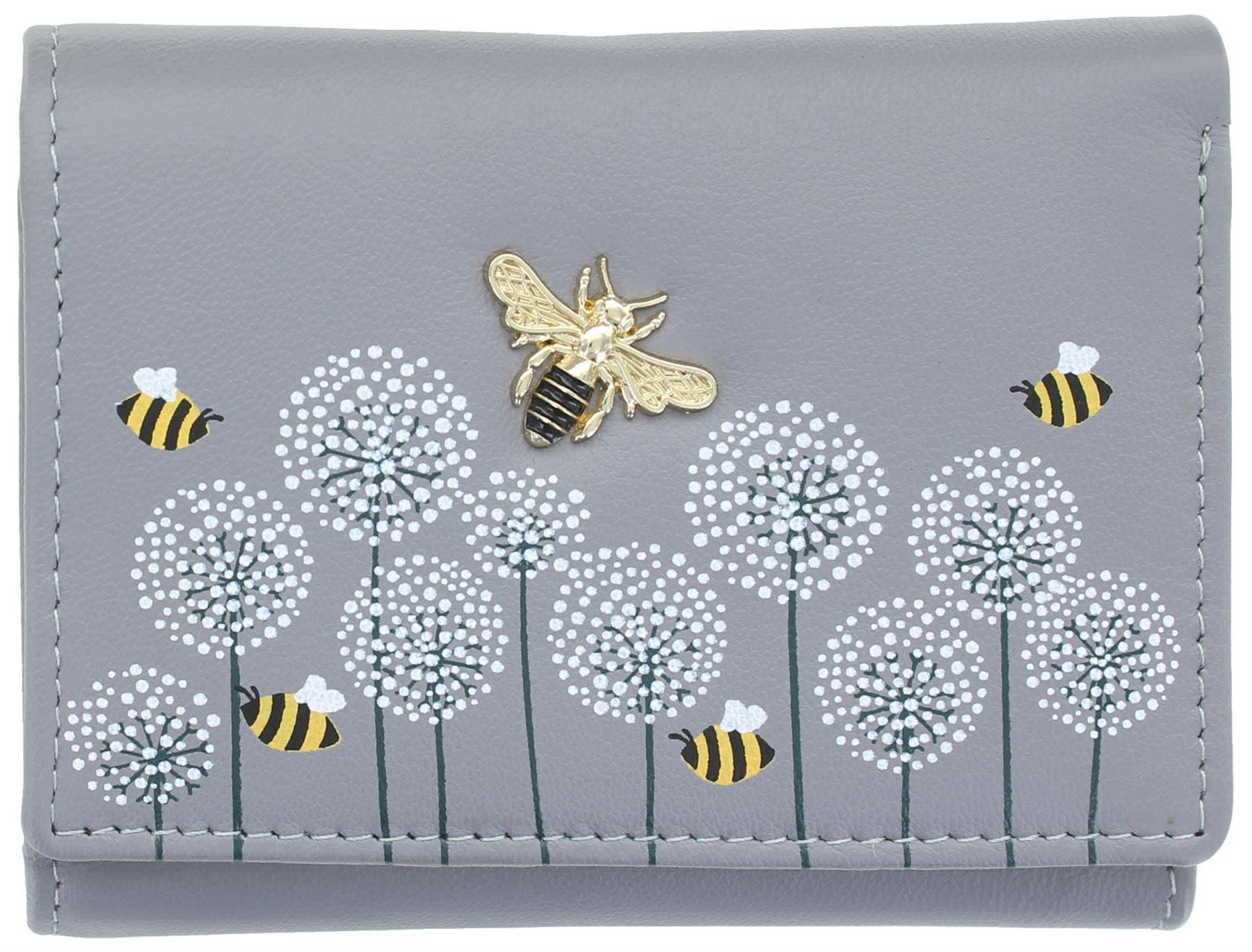 Moonflower Collection Small Leather Purse RFID Blocking 3552_56 Grey