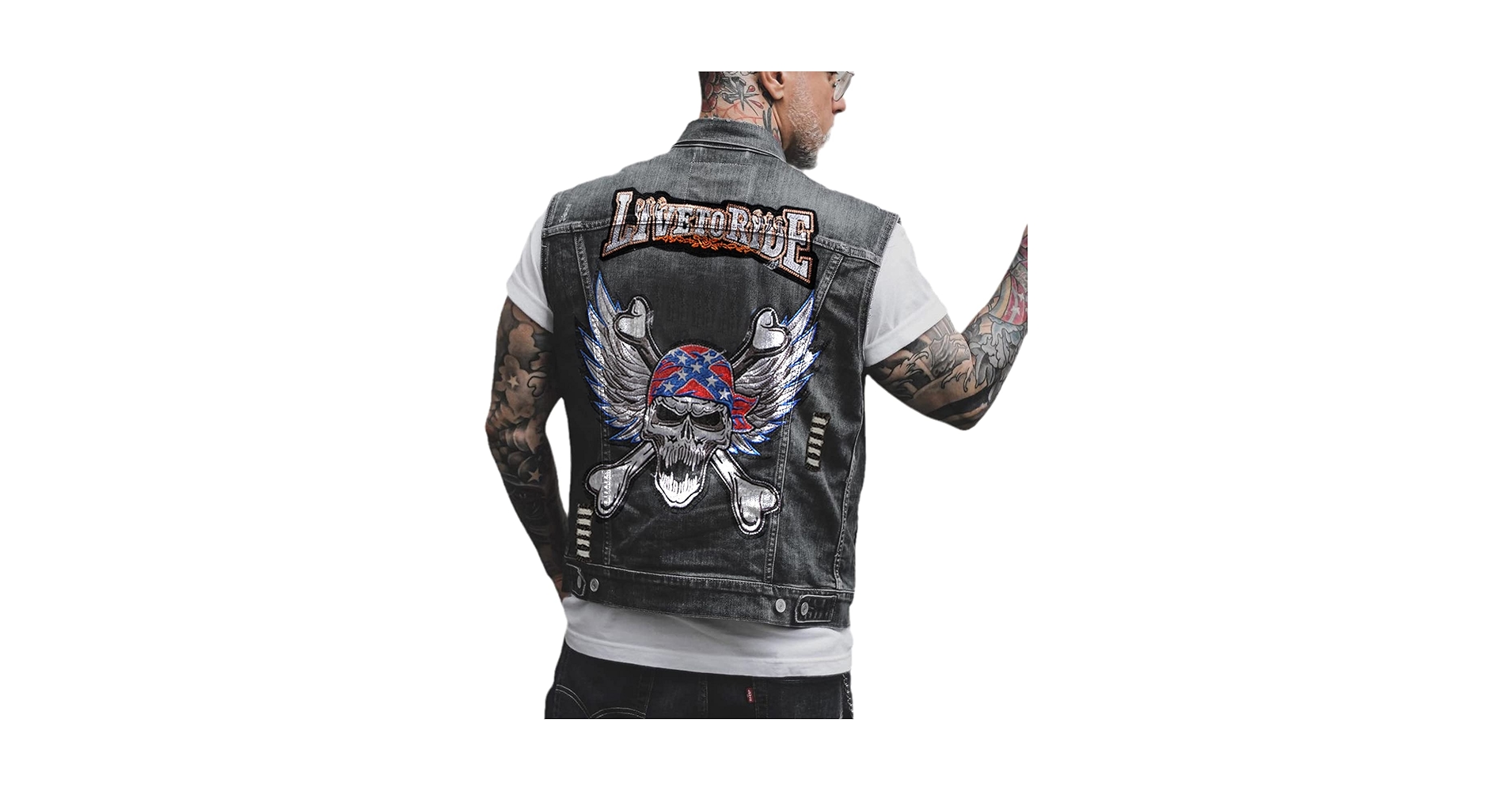 Amazon | [Caige] メンズバイクデニムベストカジュアル