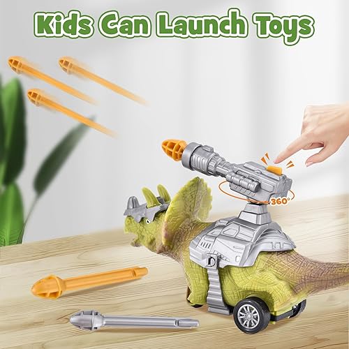 Miniatura 4 de Golray Juguetes de dinosaurio para niños de 3 a 5 años de edad, auto de dinosaurio, juguetes de lanzamiento, deformación, desmontaje, regalos de