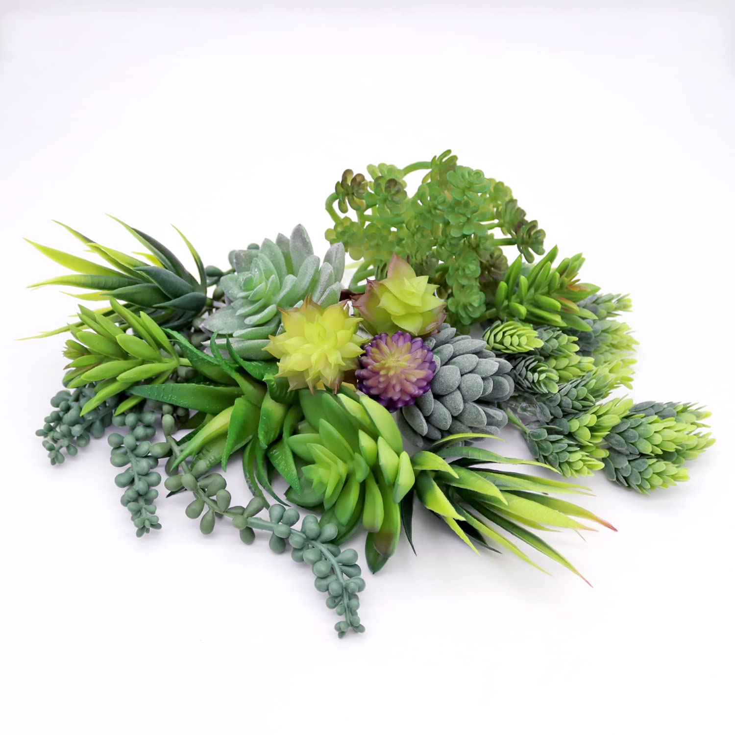 Pack of 14 Assorted Artificial Succulent Plants - Unpotted Faux Succulent for Floral Arrangements - Small, Medium, and Large Textured Fake Succulent Set for Décor, Arts and Crafts and More