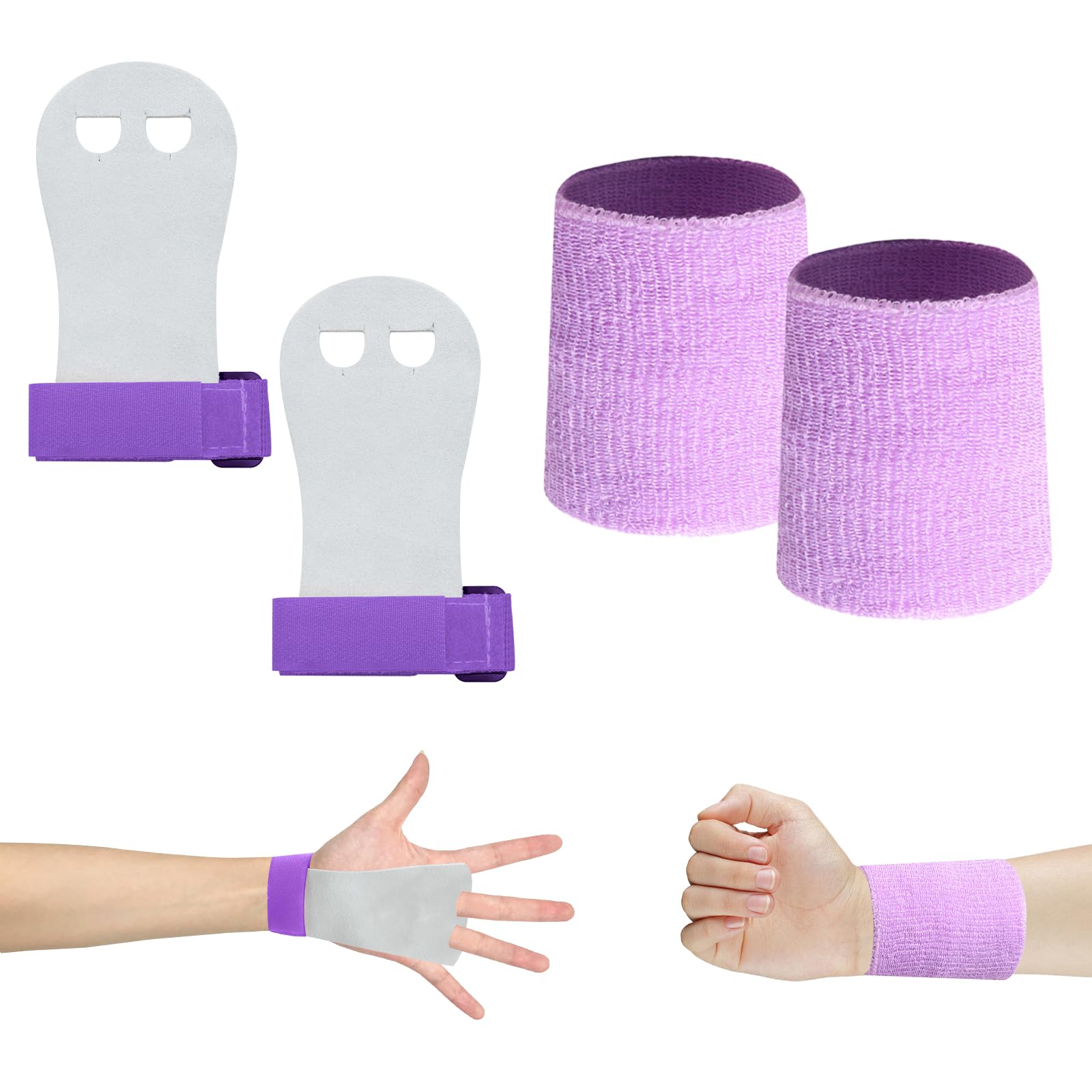 Scettar Set di Polsini da Ginnastica, 1 Paia Manopole Paracalli per Ginnastica Artistica Bambina, Falcon Grip Pad per Cross Training per Ragazzi e Ragazze, con 2 Polsini Palestra