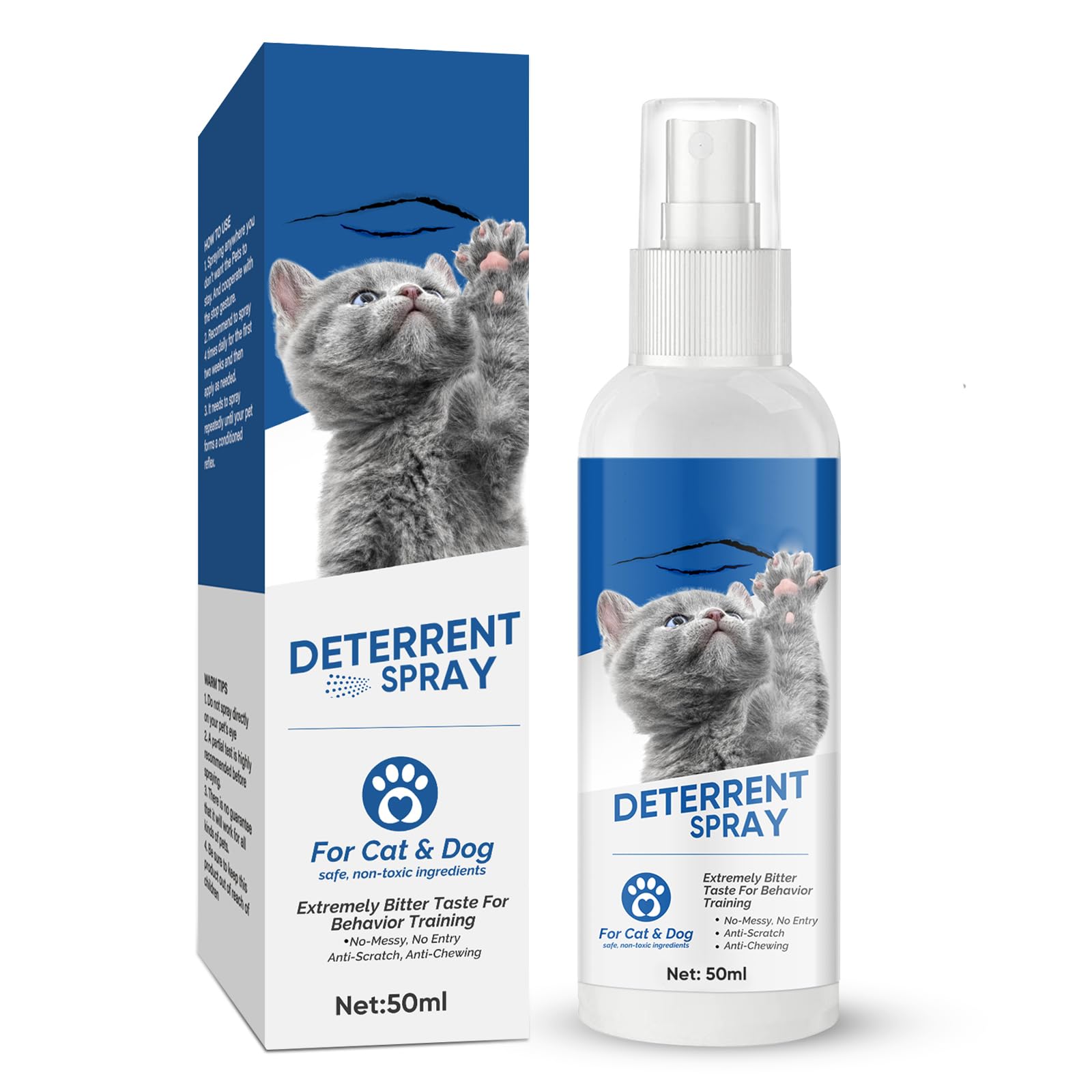 Katzenabwehrspray, kratzschutz Sofa Katze, Nicht Reizend und Rückstandsfrei, Für den Innen- und Außenbereich Geeignet, 50ML