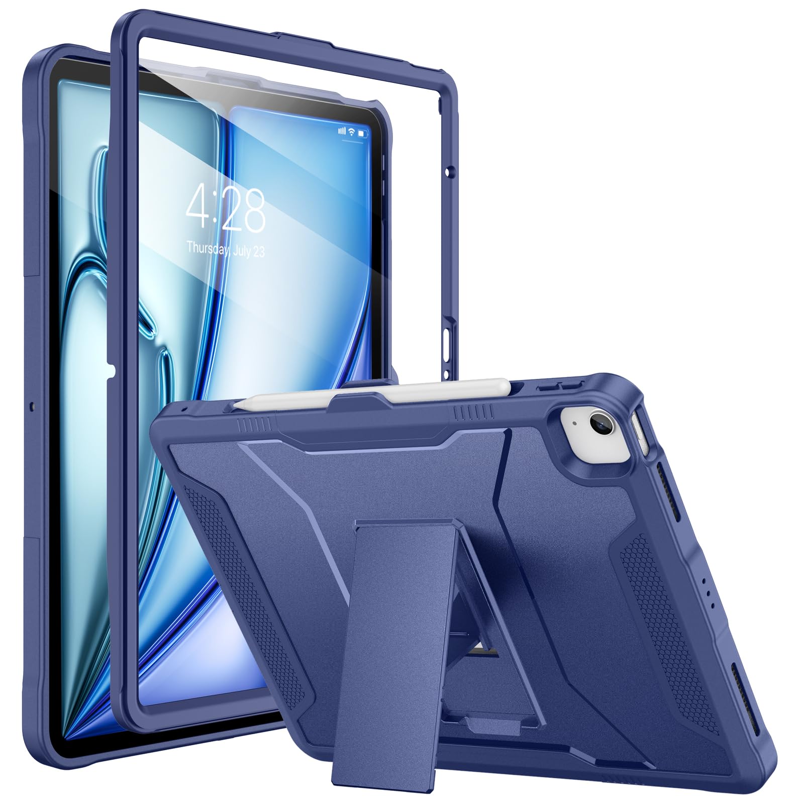 Soke Case for iPad Air 13-Inch M4 2026, M3 2025 & M2 2024,with Built-in Screen Protector and Kickstand, Rugged Full-Body Heavy Duty Protective Cover