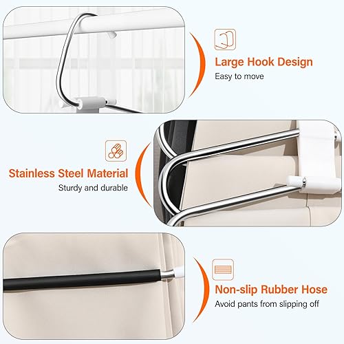 Miniatura 5 de Perchas plegables mejoradas para pantalones que ahorran espacio, perchero de ropa de 6 capas, organizador de armario multifuncional de acero