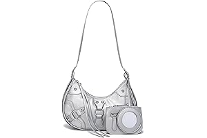 Silver Y2K Underarm Shoulder Bag with Punk Chain Strap