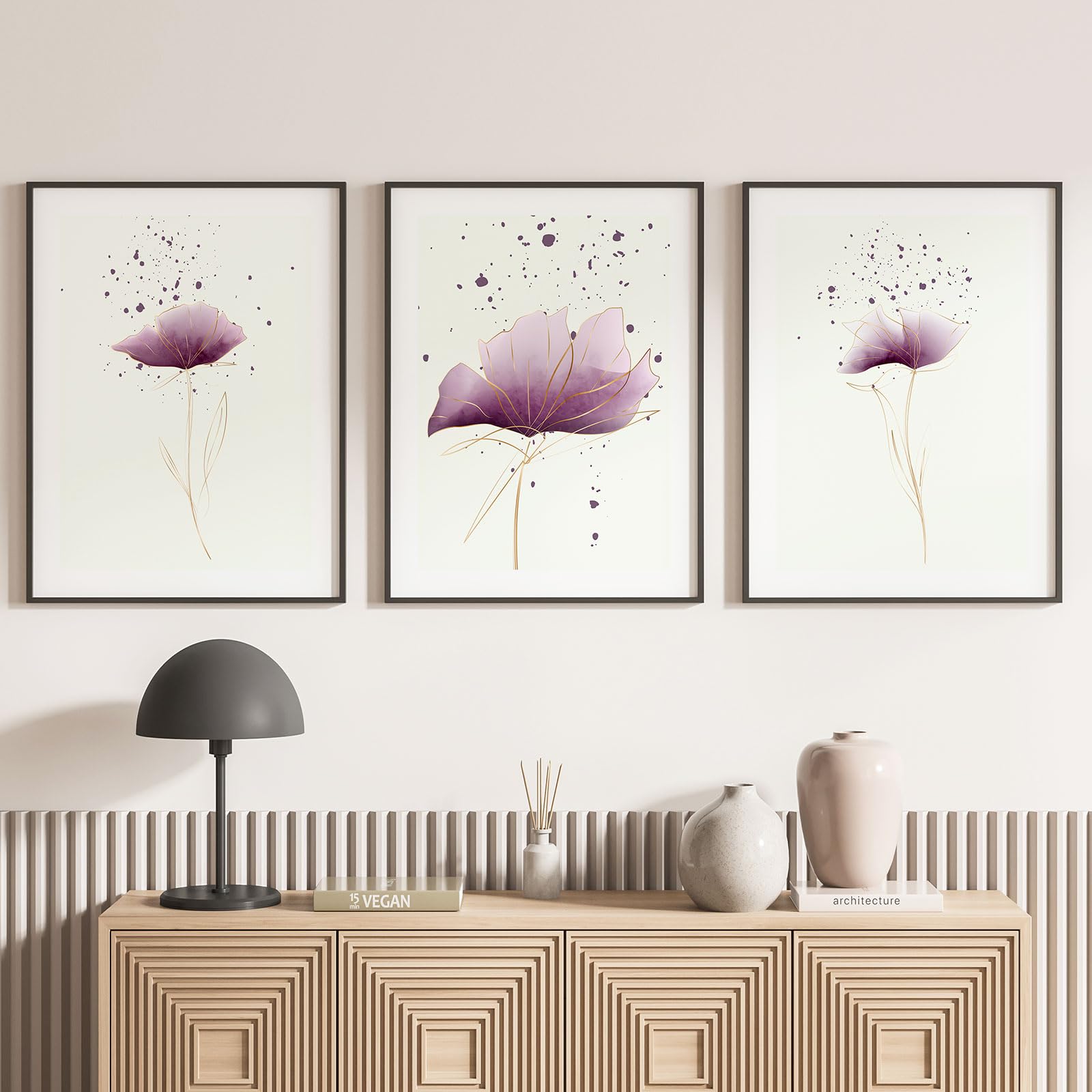 Lumalea - Zestaw 3 plakatów, tryptyk kwiatów, obraz na całej stronie, 3 plakaty, 50 x 70 cm