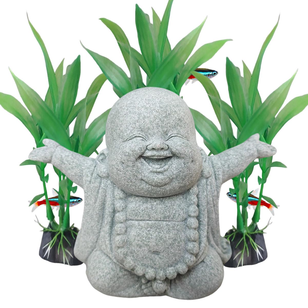 livelyfish Buddha Fish Tank Decor Asian Stone Buddha Figurines for Aquarium Zen Garden Fish Tank Statue Decorations Mini Stone Buddha Zen Garden Sculptures Decor,Gift, E