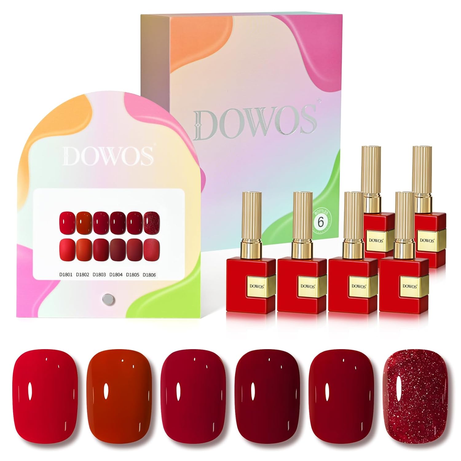 6 Pcs 15 ML Gel Polish Set Same Color Same Bottle Soak Off Gel Polish Kit Nail Art Manicure Salon DIY at Home for Women (Glitter Burgundy Dark Cherry Red