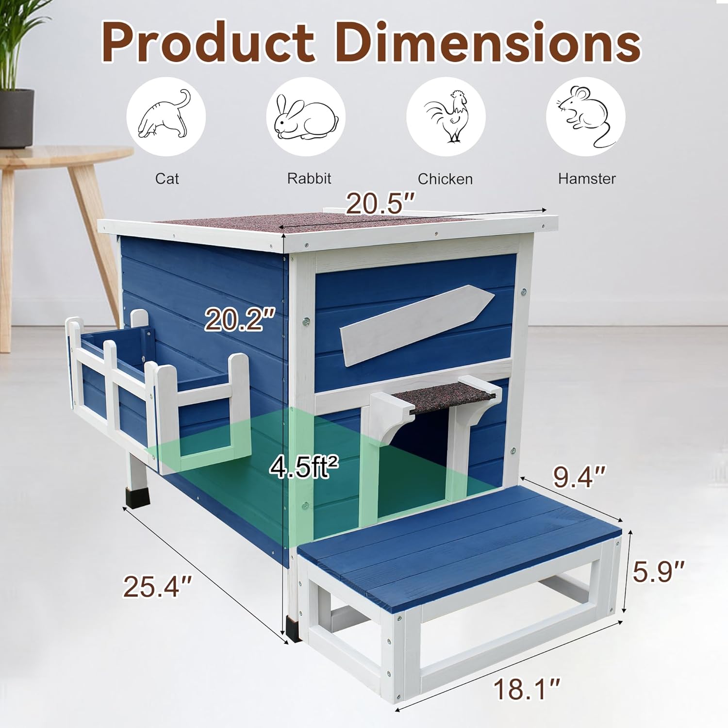 Rockever Outdoor Cat House, Large Outdoor Houses for Feral Cats Wooden Outside Cat Shelter Weatherproof with Escape Door