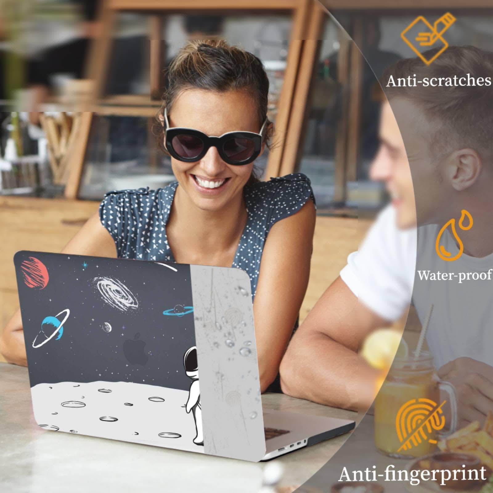 Custodia per Nuovo Macbook Air 15 pollici M2 M3 M4 2025 2024 2023 A2941 A3114 A3241 Touch ID, Caso Cover in Plastica per Macbook Air 15" Case Retina XDR Display, Pianeti Astronauta