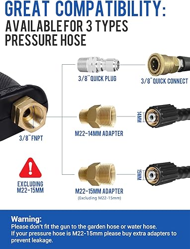 Miniatura 9 de MEKOH Pistola de Lavadora a Presión Corta, Pistola de Rociado de Lavadora a Presión Stubby de 5000PSI para Lavado de Autos, Pistola de Espuma de