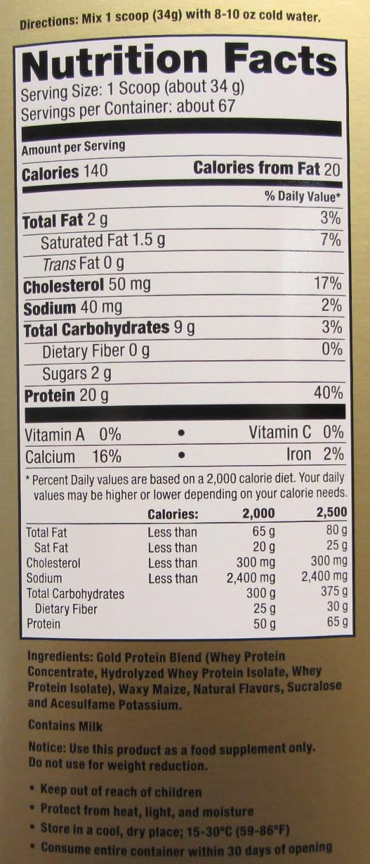 Ultimate Nutrition Whey Gold Protein Powder with 20 Grams of Protein and Amino Acids for Maximum Muscle Growth and Recovery, 67 Servings, Chocolate