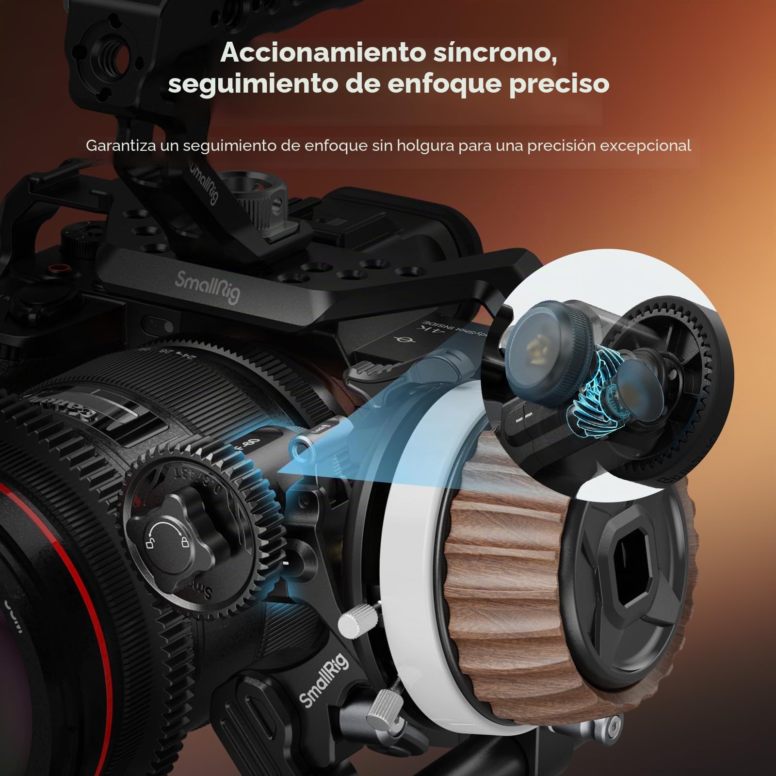 SMALLRIG Follow Focus F60 con Paradas A/B, Permite un Ajuste de Amortiguación Continuo de Amplio Rango (0,6 kgf-1,8 kgf), con Abrazadera de Varilla de 15 mm para Cámaras DSLR -5163