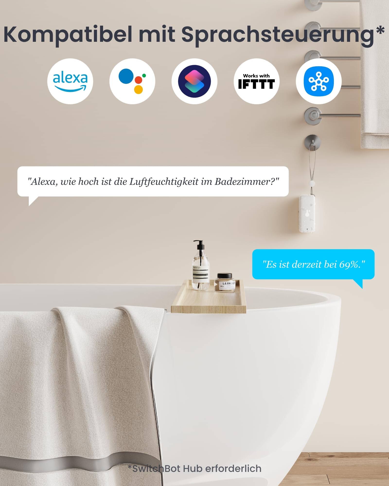 SwitchBot IP65 Hygrometer Thermometer Innen Außen, Bluetooth Thermometer con Taupunkt/VPD/Absolute Feuchtigkeitssensor, Außenthermometer, Datenspeicherung für Gewächshaus Weinkeller 3er-Pack