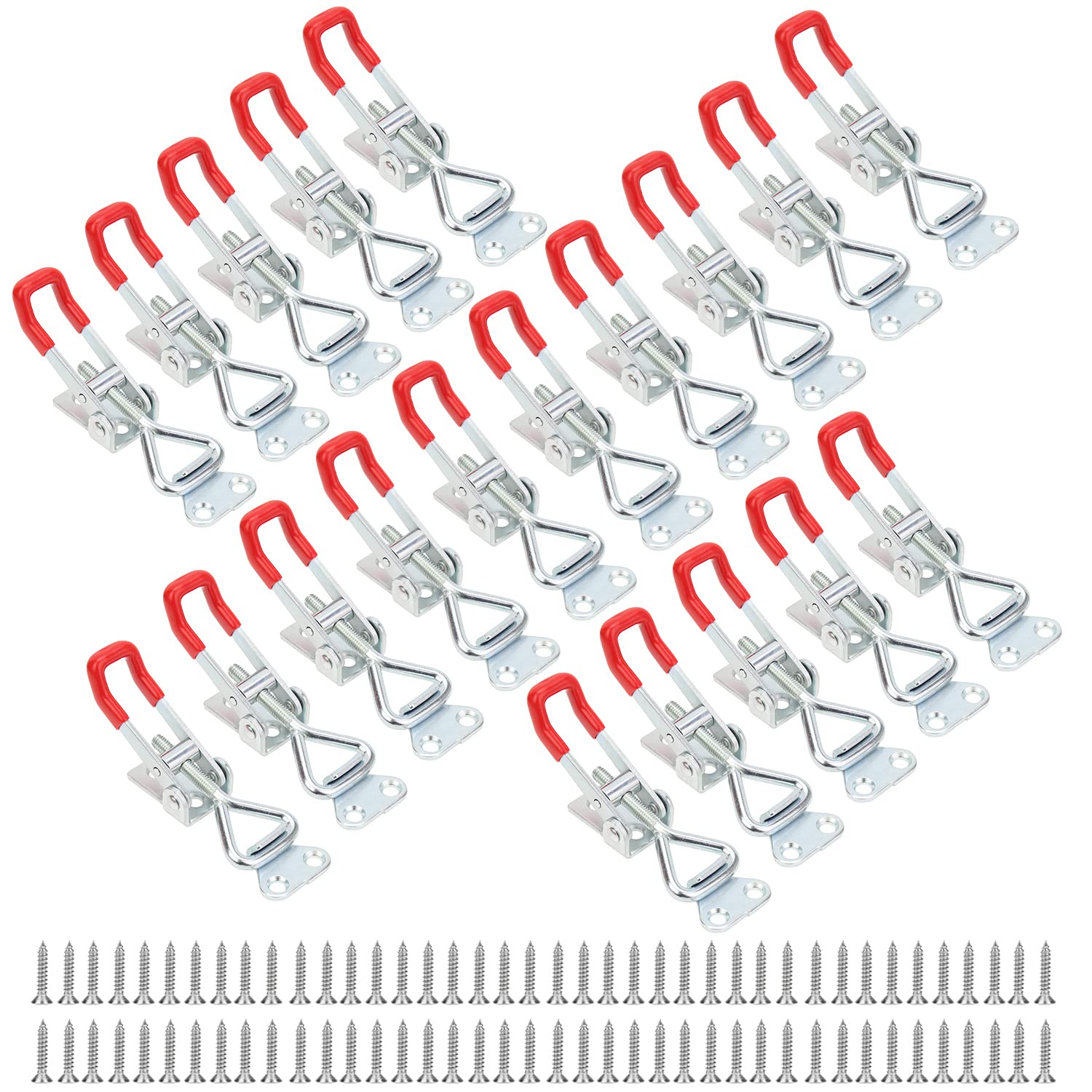 20 Pack Toggle Clamp, Adjustable Pull Latch, Heavy Duty - 150Kg 330Lbs Holding Capacity (80 Pieces Screws)