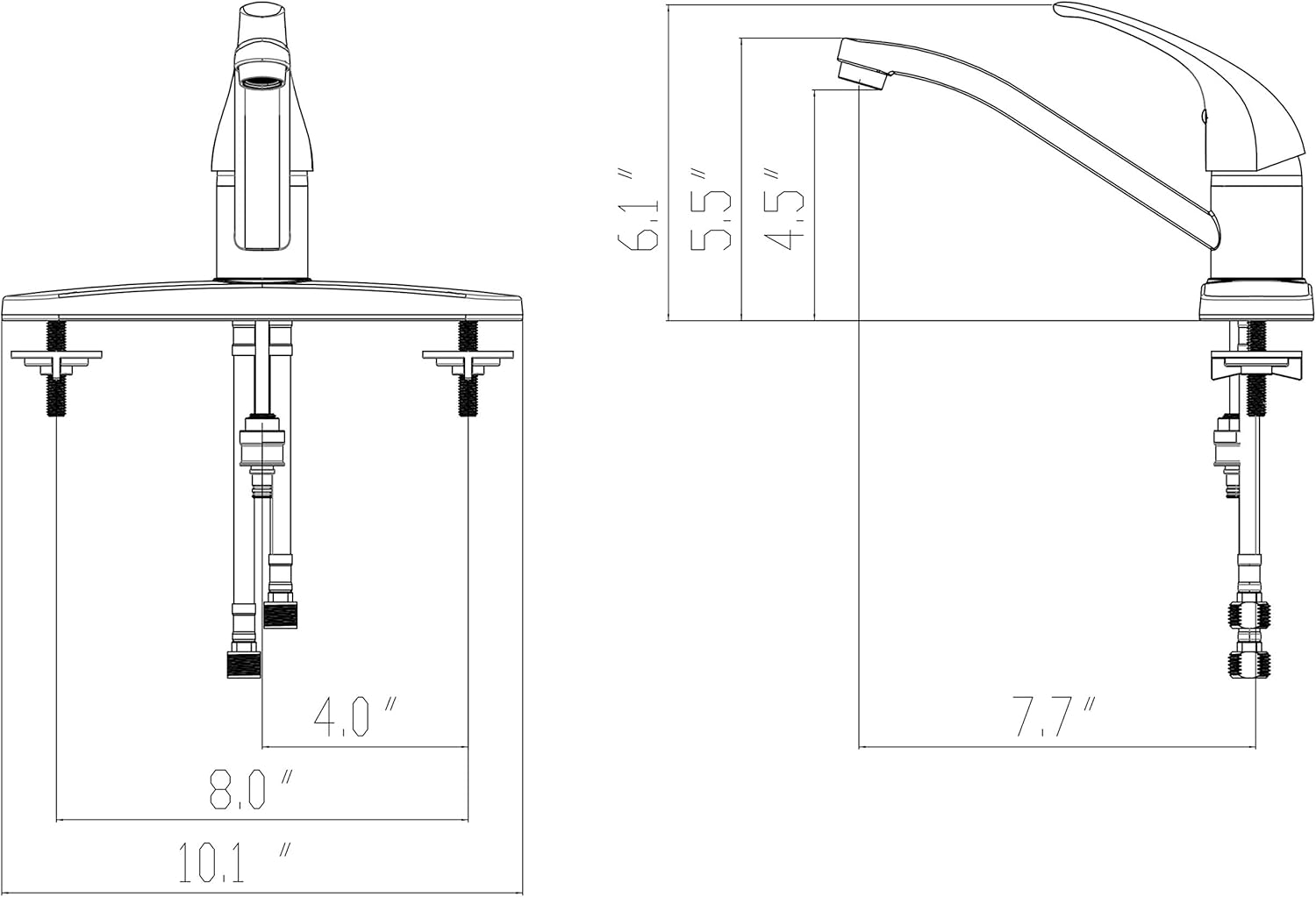 WMF-8347Z-CP - Hybrid Metal Deck Single Handle Kitchen Sink Faucet, Ceramic Cartridge, Less Spray Chrome Finish