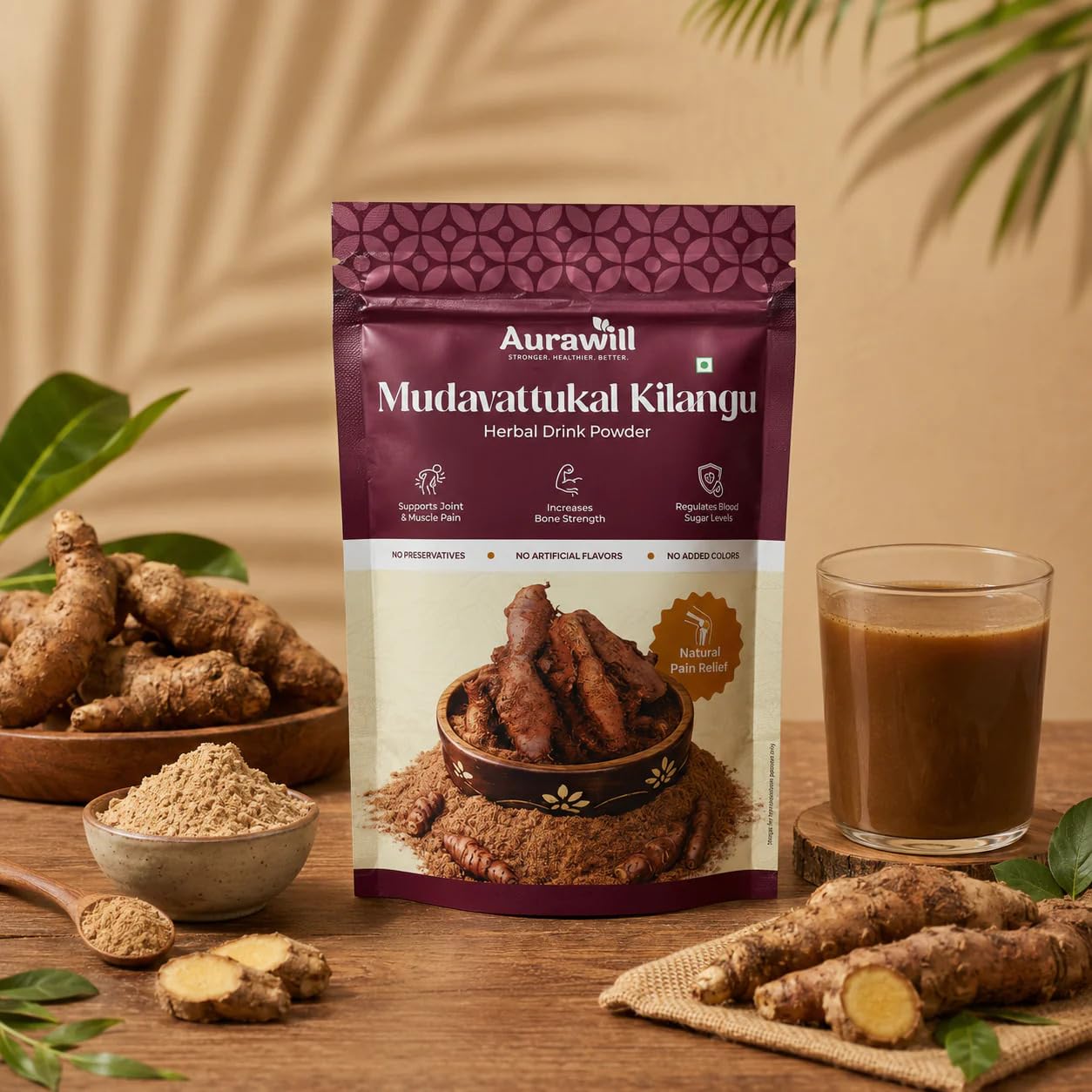 Aurawill Mudavattukal Kilangu Soup Powder for Joint and Bone Health | Oak Fern Root | Veg Goat Leg Soup Mix Powder | 100% Natural With No Oil, Corn Flour or Preservatives-image-5