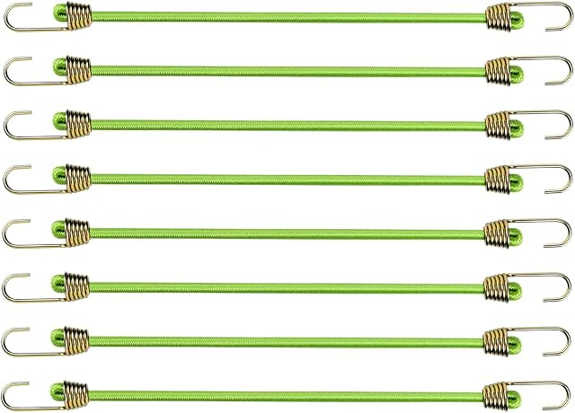8 Pcs Elastic Bungee Cords with Hooks 25cm Mini Bungee Straps Short Elastic Bungee Ropes Multi-purpose String Luggage Straps Ties for Securing Fixings Camping Tent Tarp Organizing Bundling Small Items