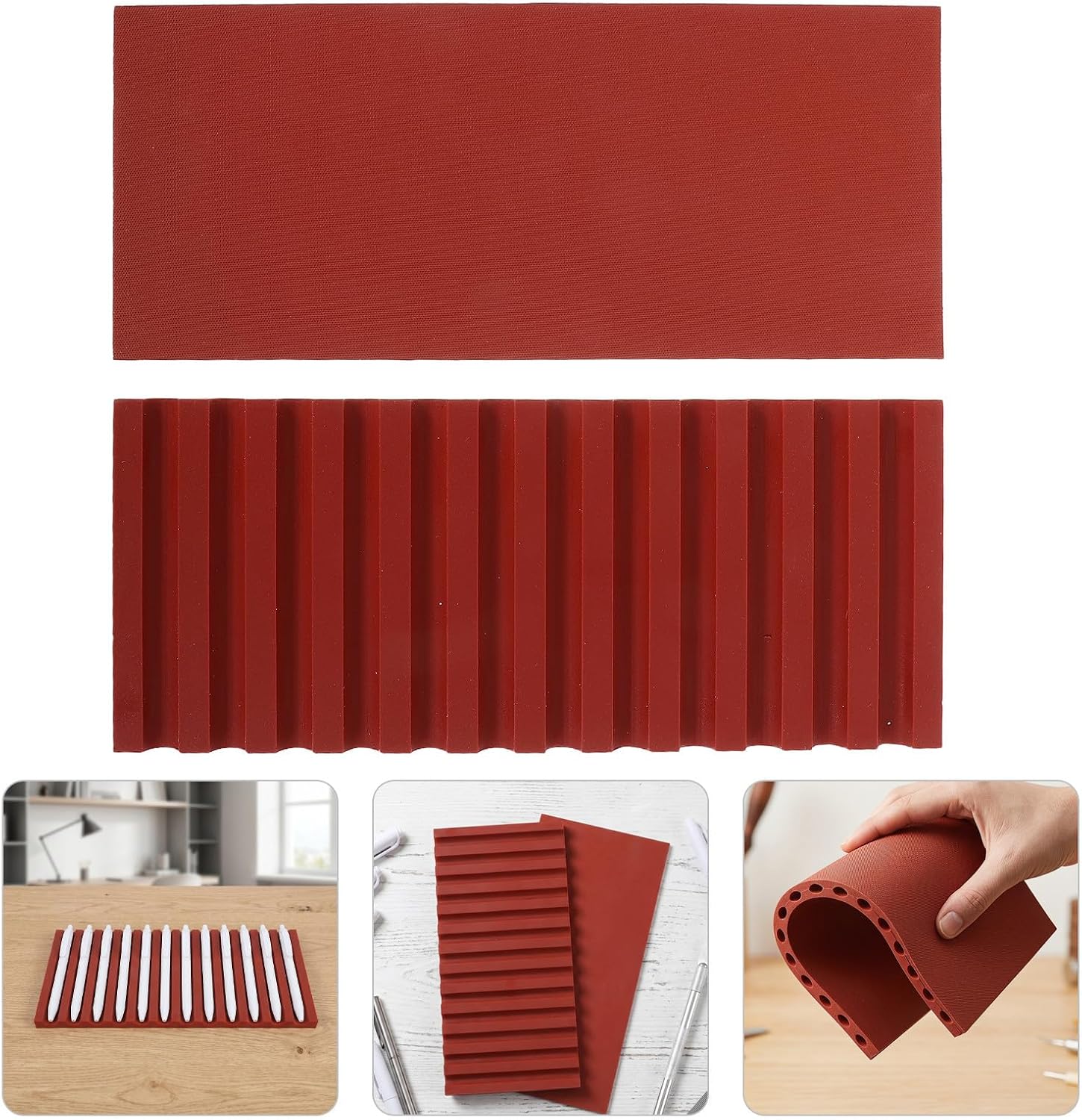 SOLUSTRE Silicone Heat Press Mat for Pen Sublimation with 12 Slots High Temp Resistant Silicone Pen Heat Transfer Pad 9.65x4.06x0.39in for DIY Stationery
