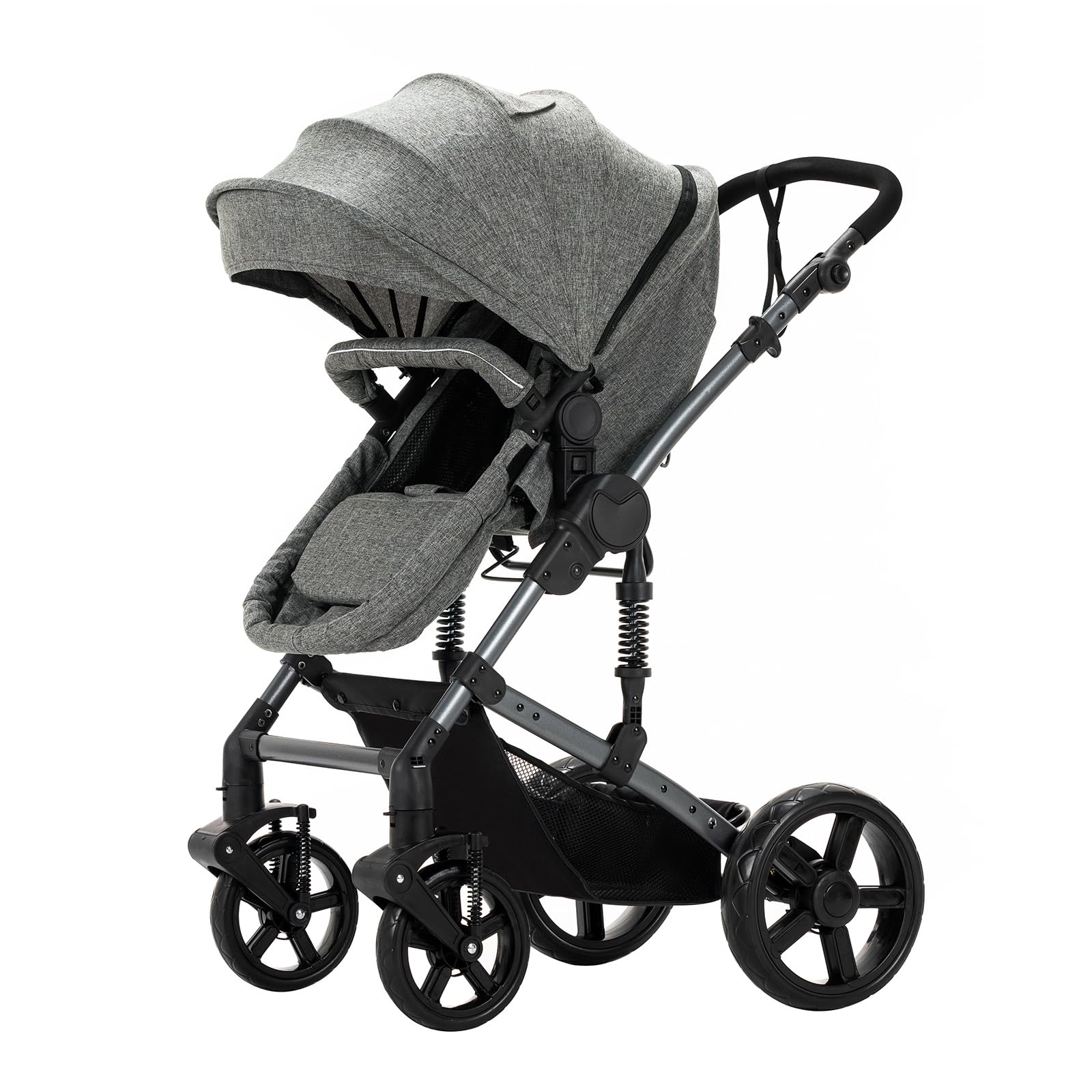 Carrito Bebe 3 en 1, Carrito Bebe con Empuje Reversible de Dos Vías, Carro Bebes 3 Piezas con Estructura de Aleación Aluminio, Cochecito Tres Piezas Para Recién Nacidos (588 Grey-1)