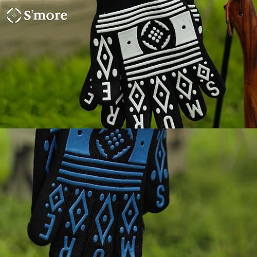 Miniatura 6 de S'more Guantes de barbacoa resistentes al calor, guantes de parrilla al aire libre, guantes de silicona antideslizantes para horno, guantes largos