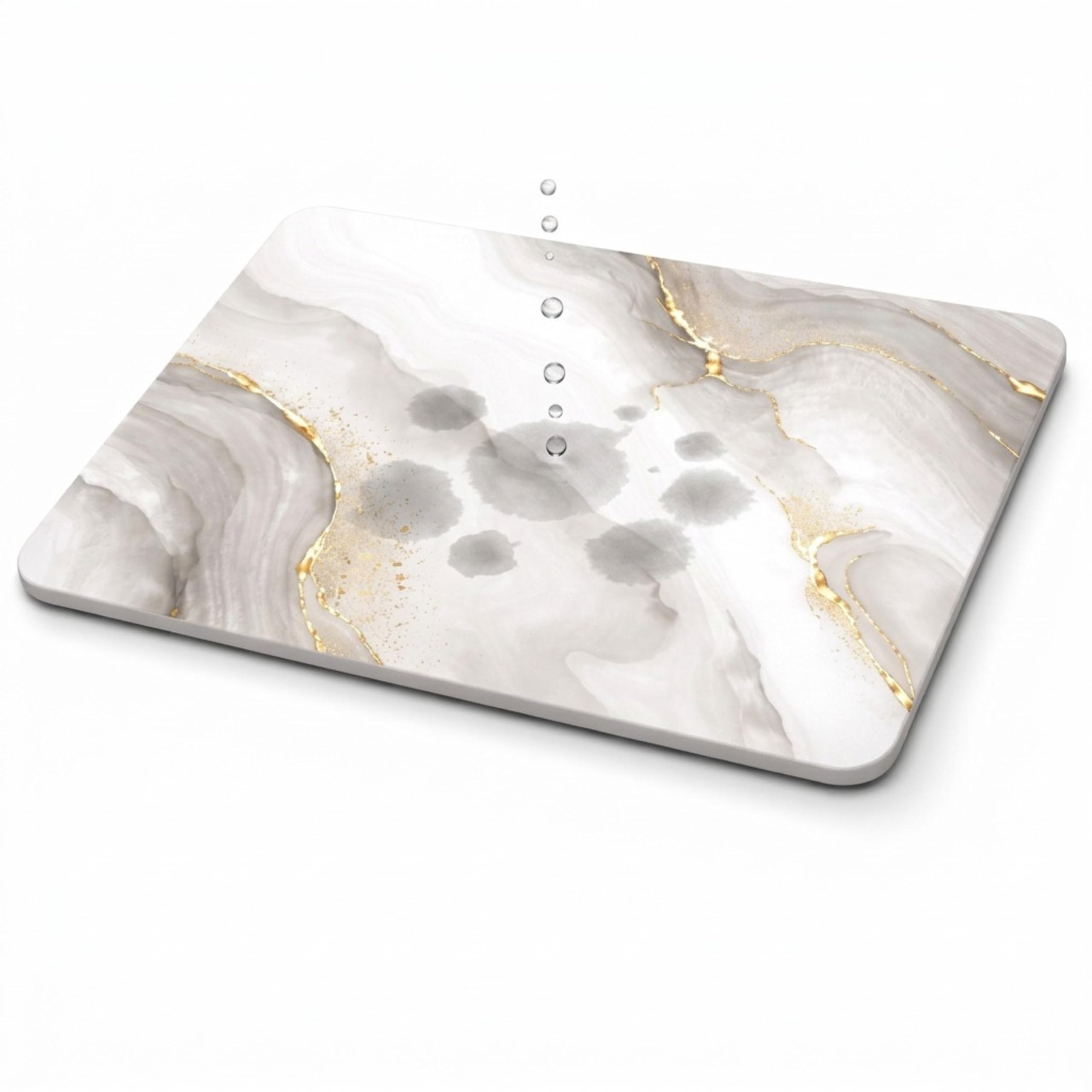 Tappeto diatomite bagno (60 x 40 cm) - Pietra assorbente ad asciugatura istantanea, antibatterico e antiscivolo, per doccia e cucina, effetto marmo avorio