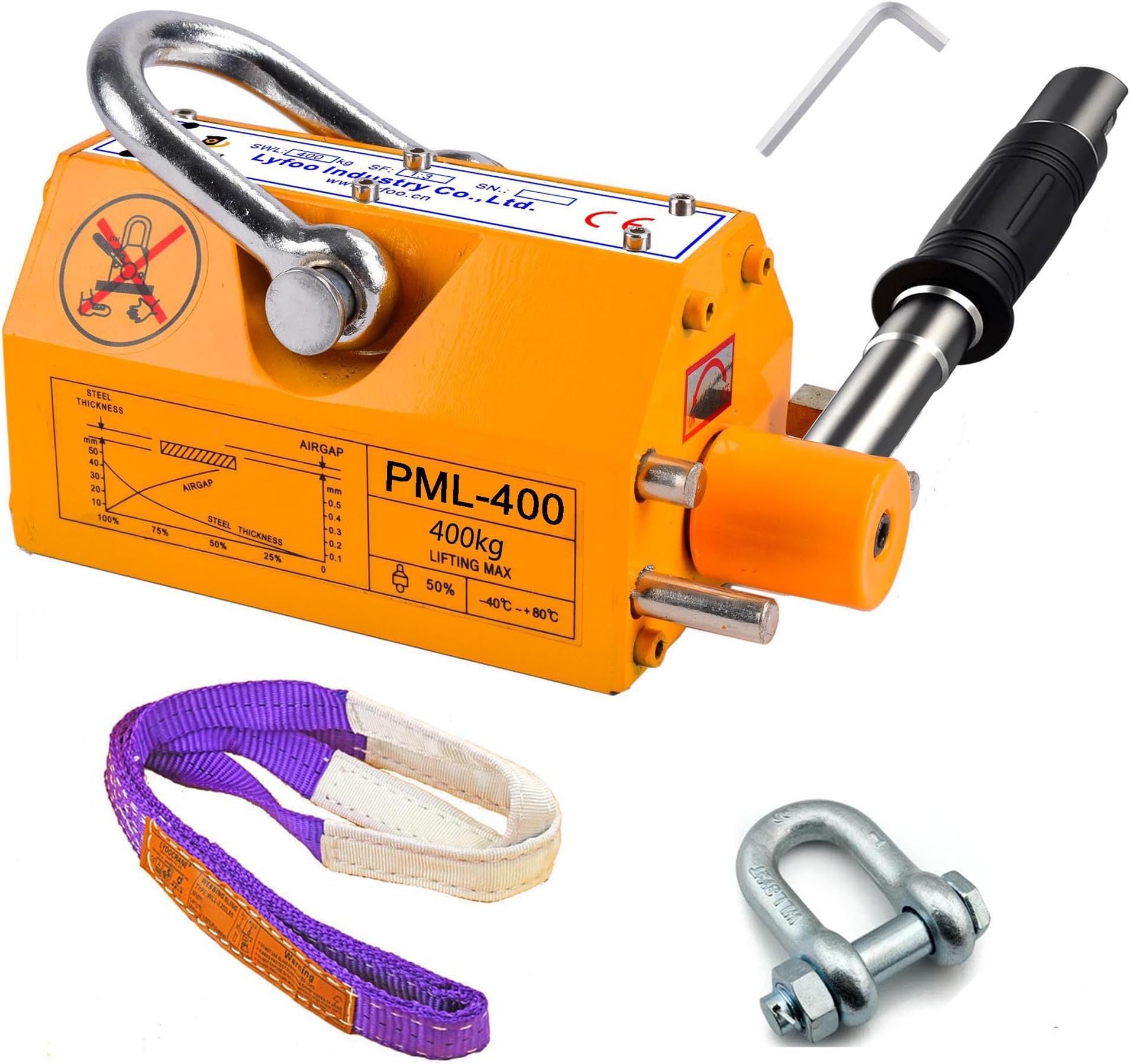 880 lbs/400 kg Lifting Magnet 1:3 Safety Factor Industrial Heavy Duty Magnetic Lifter for Machine Shop, Warehouses, Shipyards