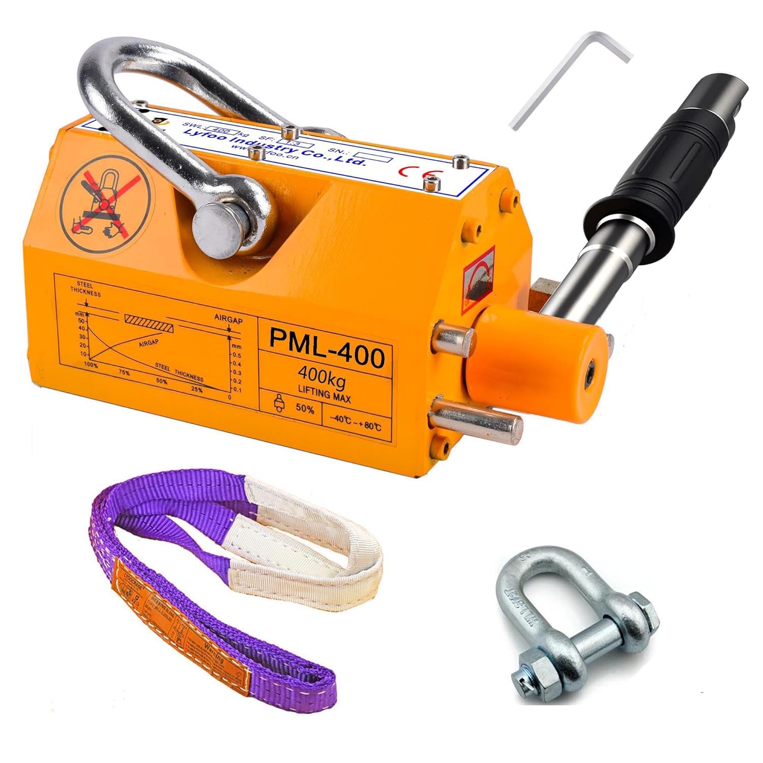 880 lbs/400 kg Lifting Magnet 1:3 Safety Factor Industrial Heavy Duty Magnetic Lifter for Machine Shop, Warehouses, Shipyards