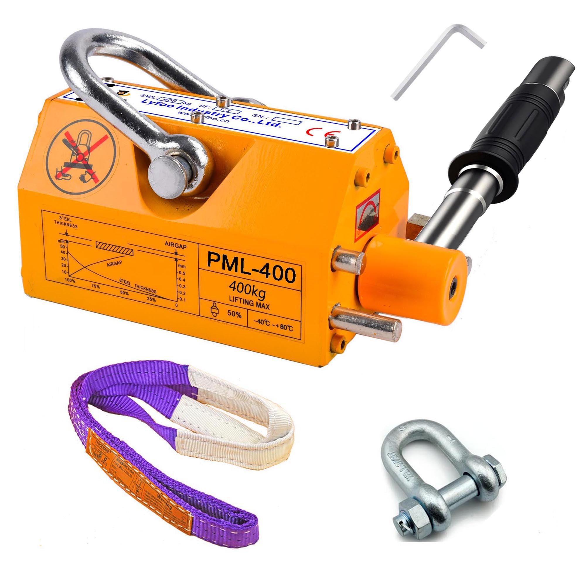 880 lbs/400 kg Lifting Magnet 1:3 Safety Factor Industrial Heavy Duty Magnetic Lifter for Machine Shop, Warehouses, Shipyards