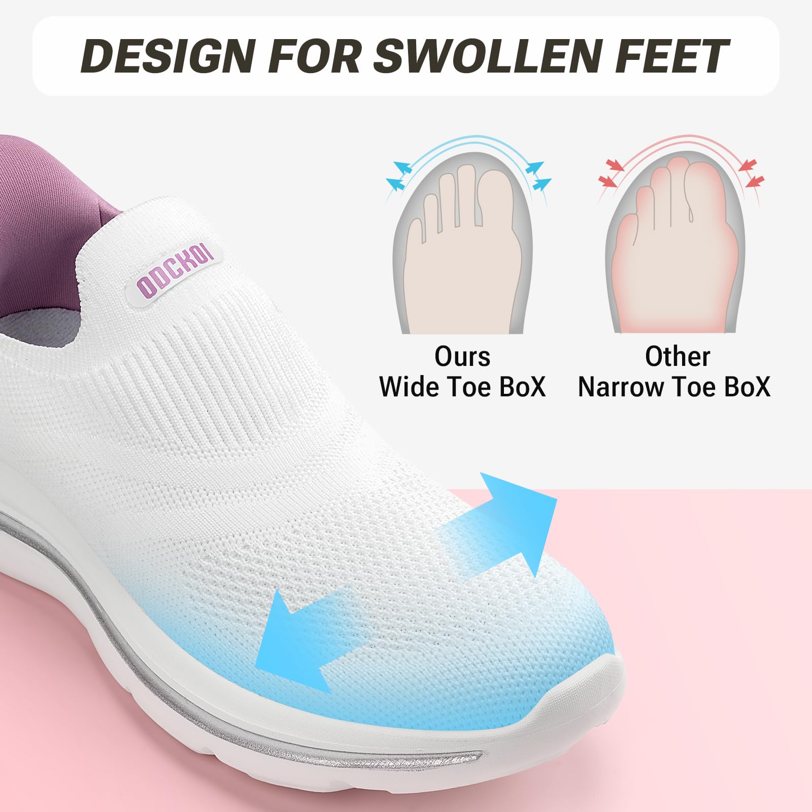 ODCKOI Slip on Damen Sneakers Bequem Atmungsaktiv Walkingschuhe Damen Leicht Jogging Fitness Turnschuhe