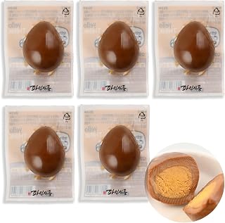 Smoked Hard Boiled Eggs with Soy Sauce 5-Pack - Individually Packed & Pre-Cooked for Easy Snacks - Sweet, Salty & Chewy Protein Source - Convenient Peeled Hard Boiled Eggs for Meals & On-The-Go