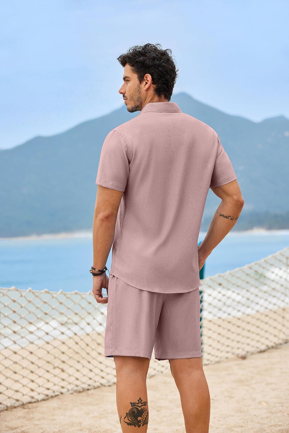 COOFANDY 2 Piece Set for Men Cruise Outfits Set Mens Summer Vacation Outfit Short Sleeve Button Down Shirts - Image 6