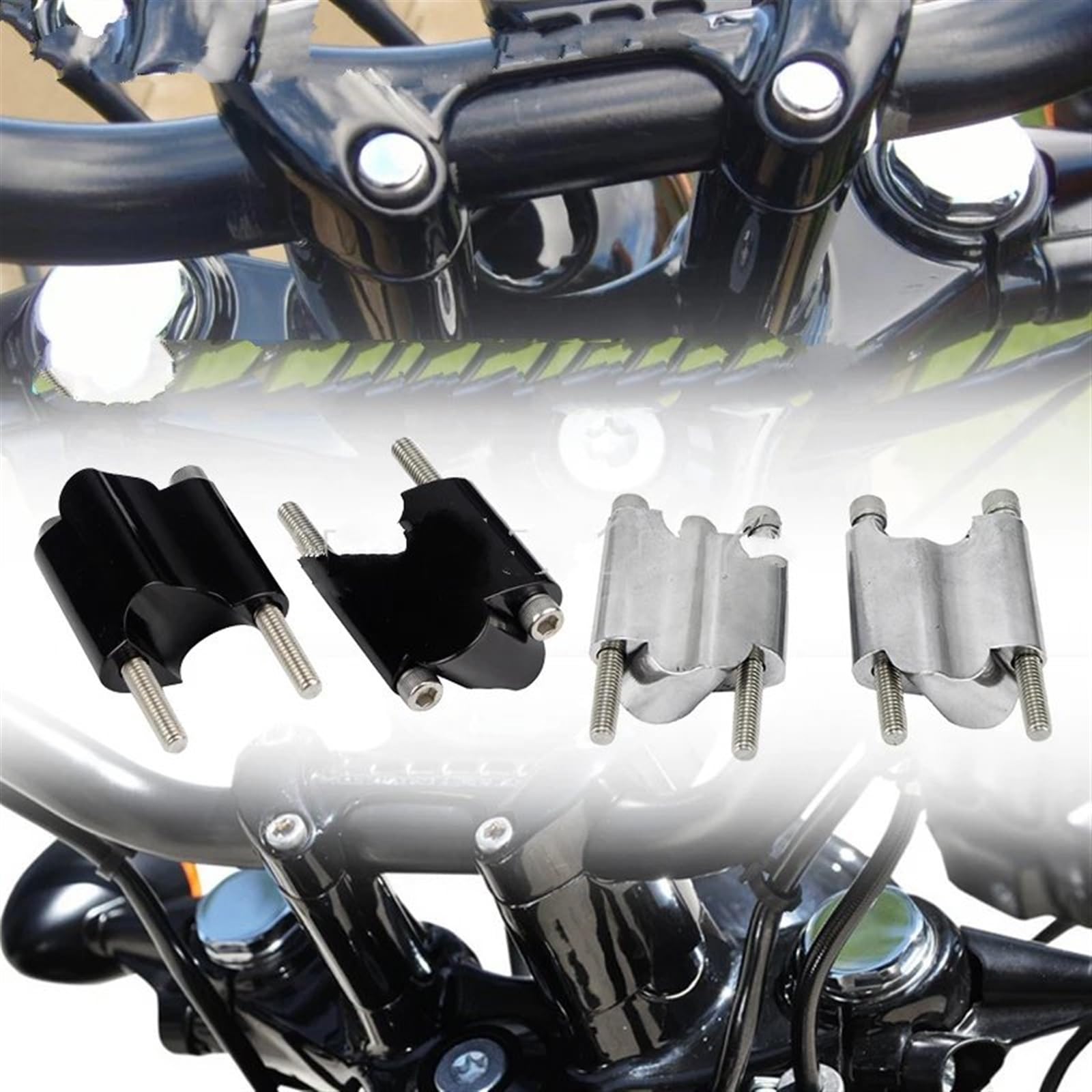 Moto Manubrio Riser per Sportster per XL 1200X Forty-Eight 48 10-22 25mm Bar Moto 2 "Aumento Manubrio Riser Manubrio Riser Blocco di Estensione Morsetto Rialzato Manubrio(Nero)