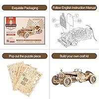 Vista 4 de ROKR Rompecabezas 3D de madera para adultos - Kits de modelo de coche mecánico - Rompecabezas para ejercitar la mente - Kits de construcción