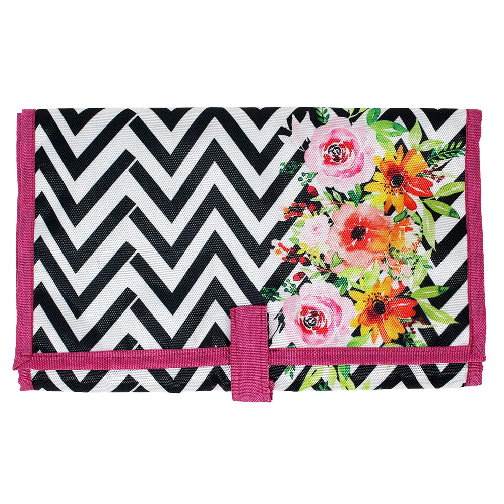 The Rosette Imprint Hair Clip Organizer Pouch - Multi-Purpose Accessory Bag for Girls and Women - Zigzag Floral Design-image-35