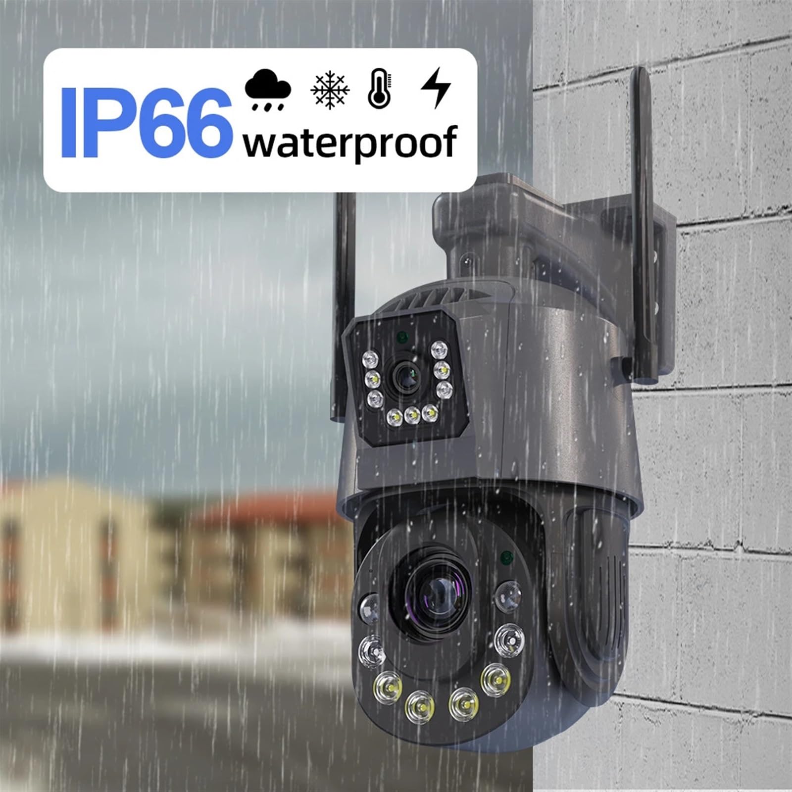 Zoom ottico 50X 6MP Telecamera IP esterna Doppia lente Audio bidirezionale Wireles CCTV di sorveglianza sicurezza Visione notturna a colori Installazione semplice(6MP NO SD Card)