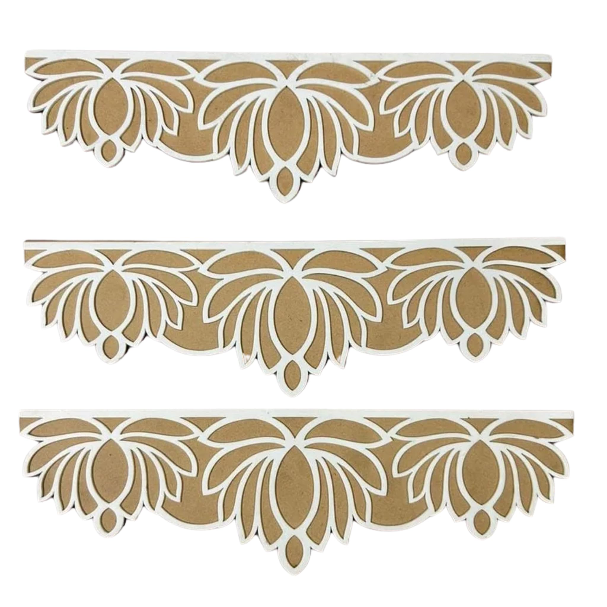 Cliths MDF Readymade Umbra Patti Rangoli Mats - 4x12 Inches | Pack of 3 Pieces | Easy to Use Rangoli Template | Portable Diwali Decor Stencils