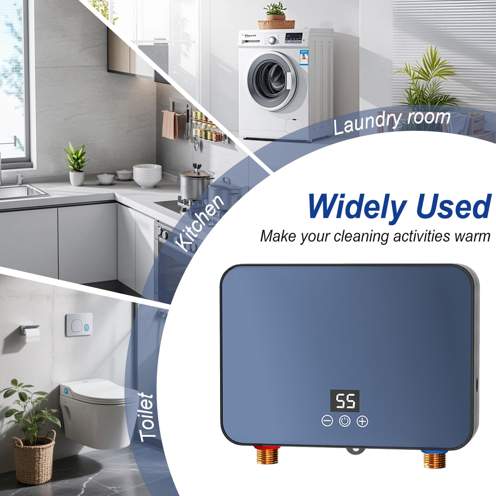 6000W Scaldabagno Elettrico Istantaneo, Scaldabagno con Display Led Della Temperatura, Scaldabagno Istantaneo per Cucina, Bagno, Regolazione Della Temperatura 30-55 °C