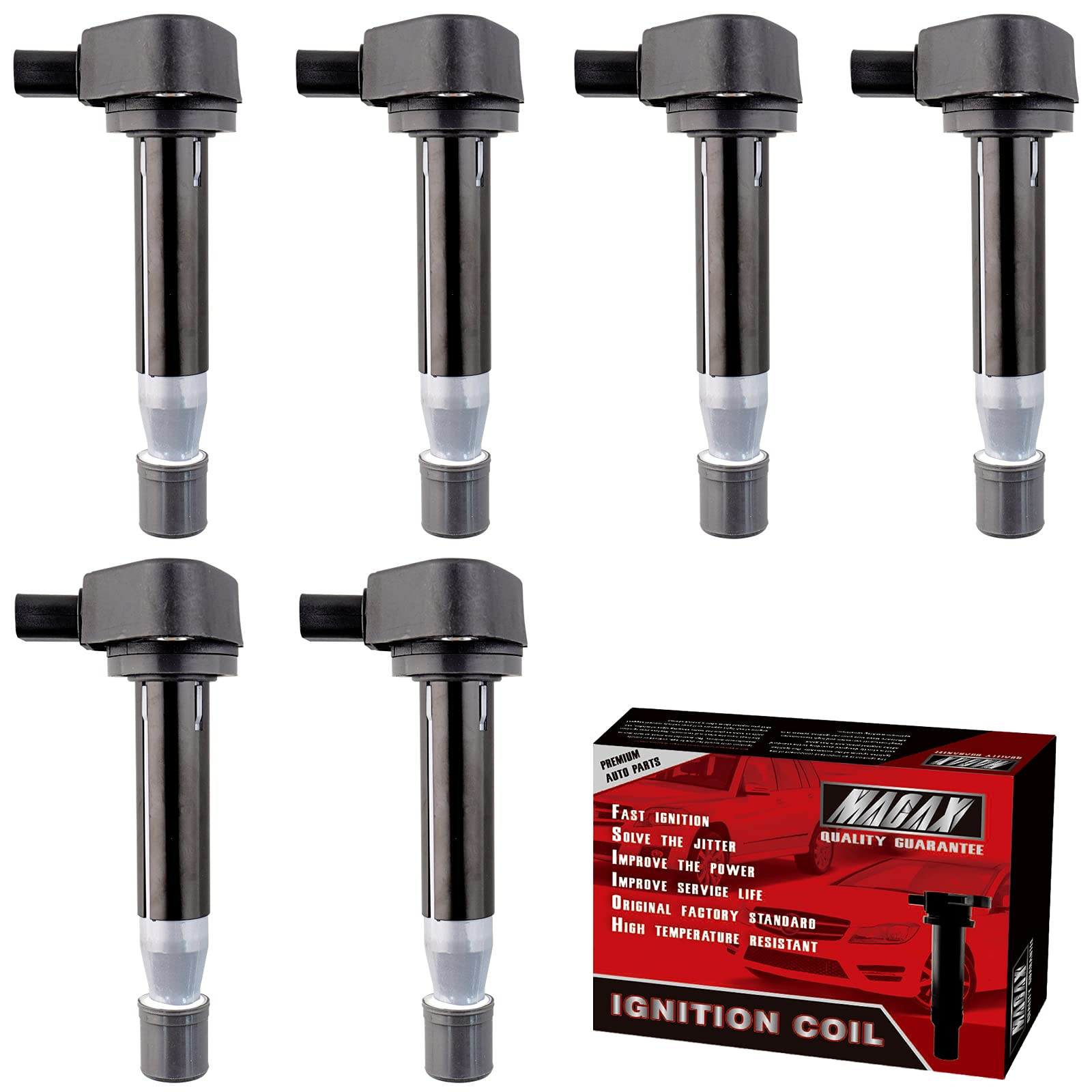 MACAX Set of 6 Pack Ignition Coils Pack UF242 C1221 Compatible with Accord Odyssey Pilot Acura MDX TL RL Vue - V6 3.0L 3.2L 3.5L