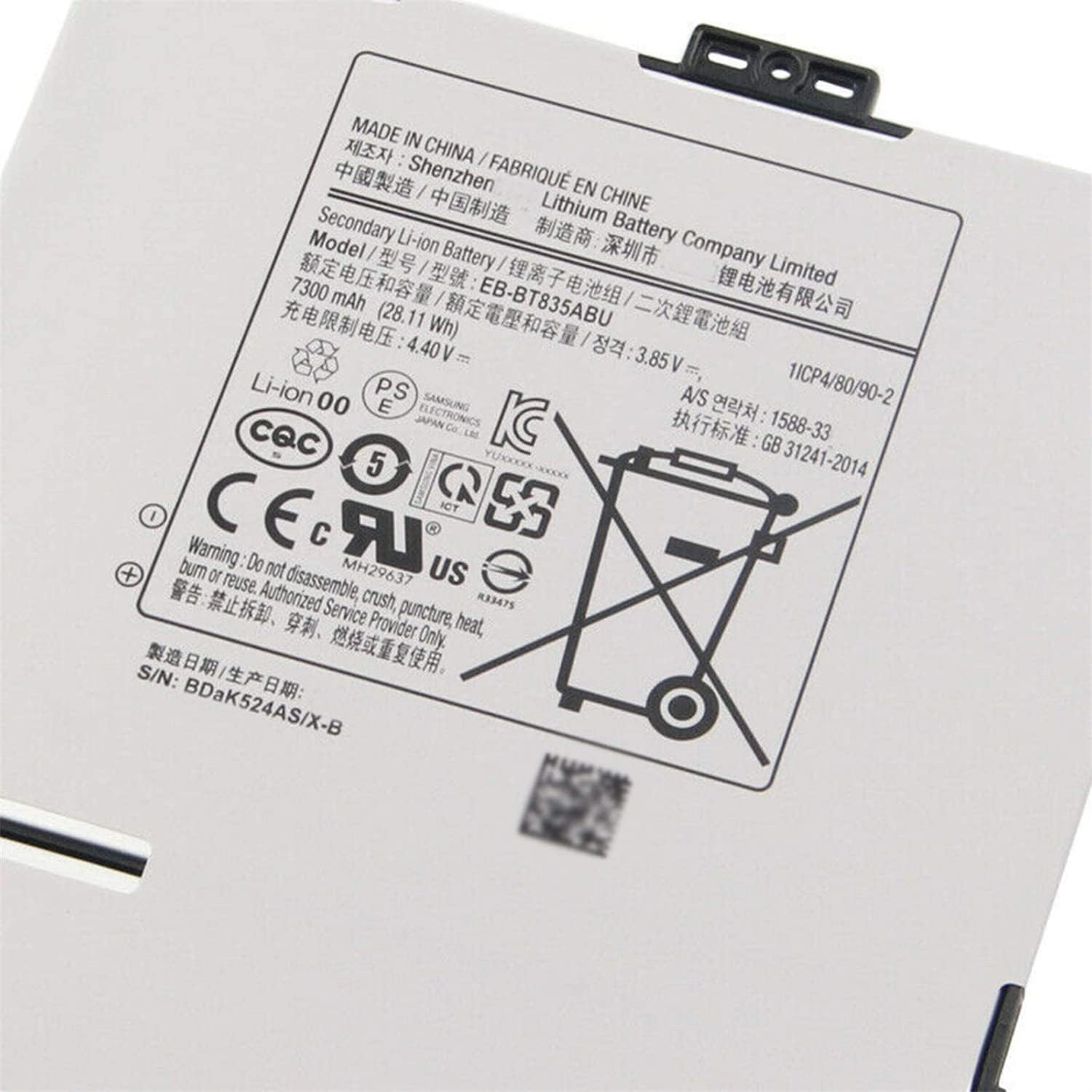 3,85 V 28,11 Wh/7300 mAh EB-BT835ABU Tablet Akku Ersatz kompatibel für Samsung Galaxy Tab S4 10,5 Zoll SM-T830 SM-T835 Serie