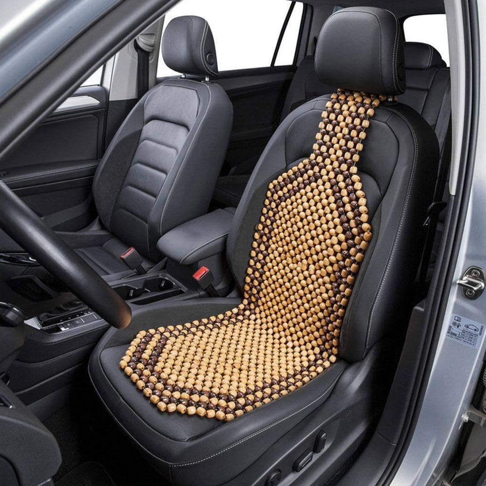VORCOOL zitkussen met houten kralen, voor de zomer, ademend, antislip, voor autostoel, stoelkussen, geel