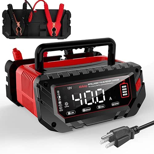 40 Amp Battery Charger, 6V/12V/24V Lithium LiFePO4 Lead Acid Smart