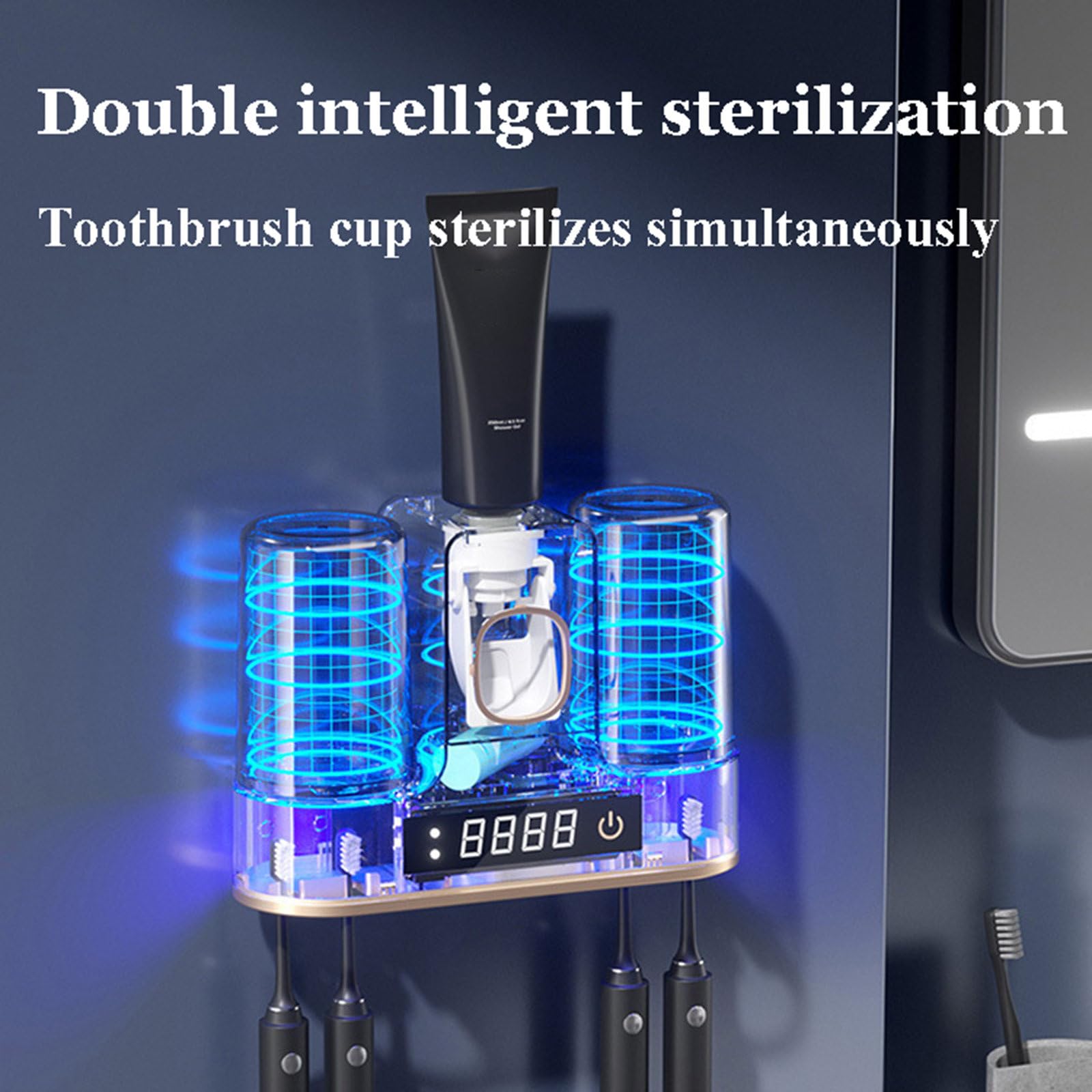Soporte de pared para almacenamiento de cepillos de dientes eléctricos, esterilización de cepillos de dientes, soporte UV, exprimidor de pasta de dientes, accesorios de baño,Grey