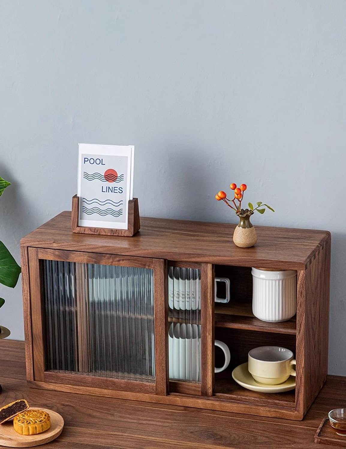 Wooden Display Cabinet,3 Tier Wood Countertop Collectibles Storage Snack Rack Sideboards Commercial Bakery Stand Cupcake Holder(Medium)