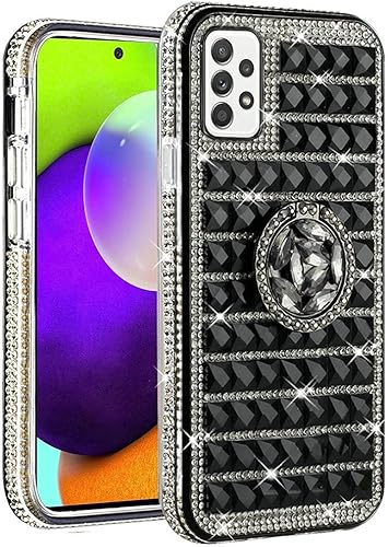Miniatura 4 de Funda compatible con Samsung Galaxy A52 5G Diamond con vidrio templado, ultrafina, a prueba de golpes, funda protectora para teléfono con soporte de