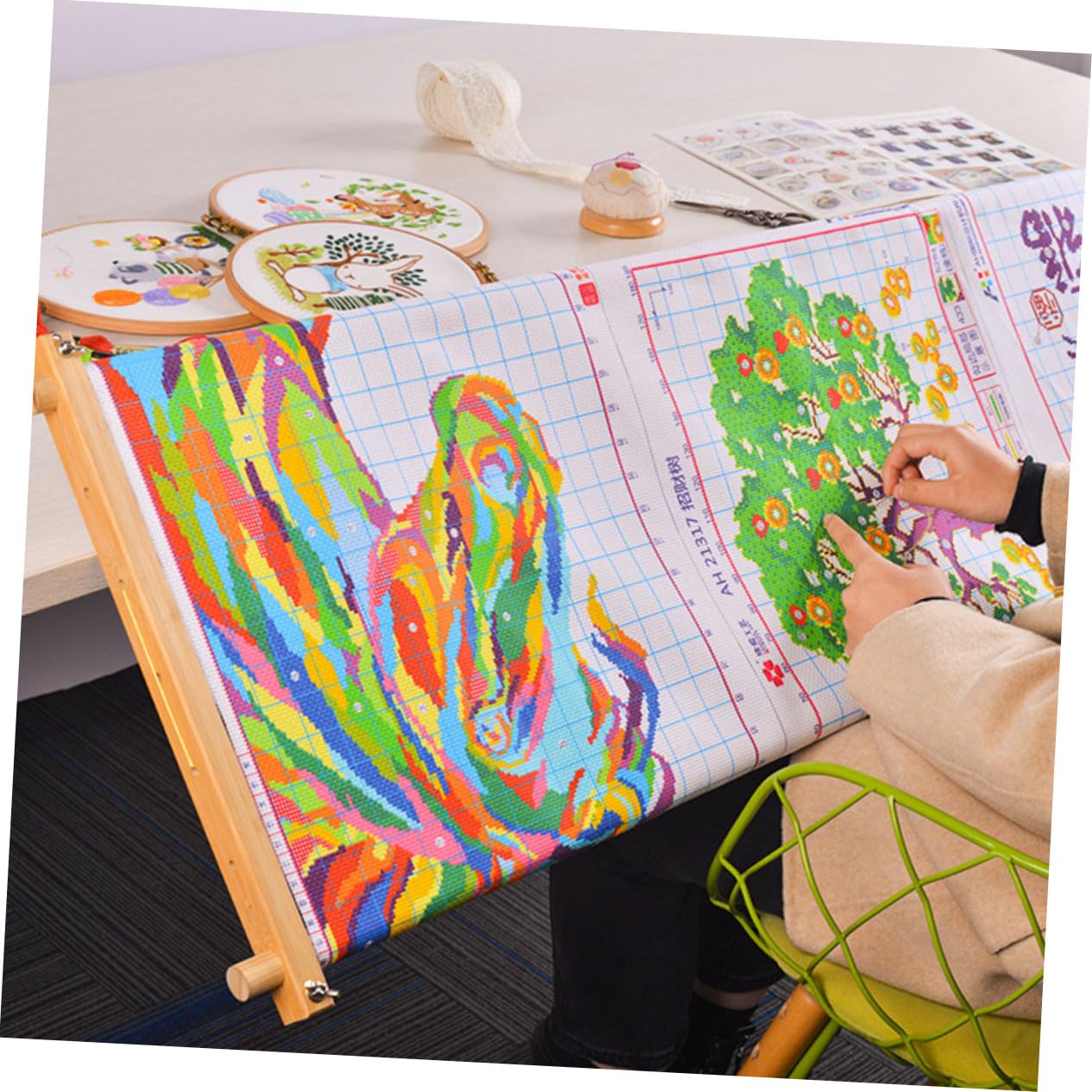 HAPINARY Embroidery Accessories Wood Embroidery Tapestry Frame Cross Stitch Stand