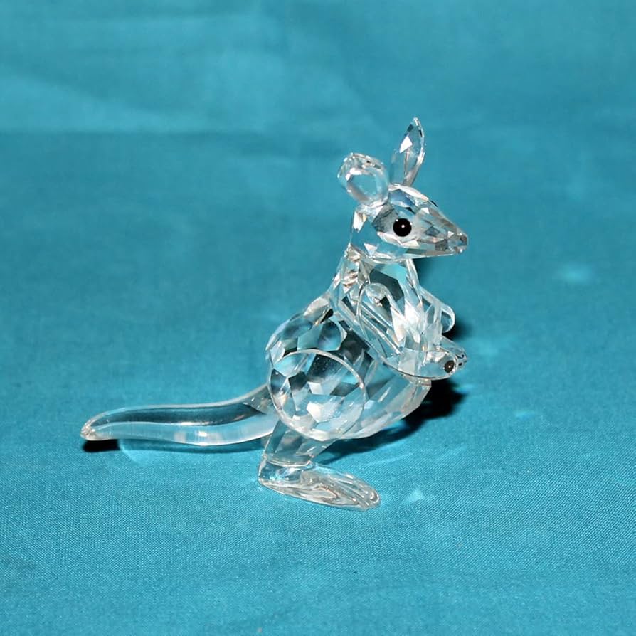 Swarovski Crystal Mother Kangaroo With Baby Joey Retired